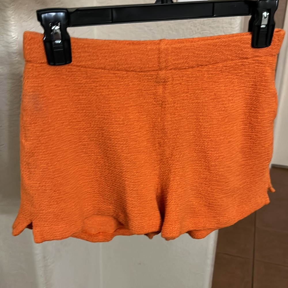 St John Collection orange textured Santana wool knit blend shorts Size 3